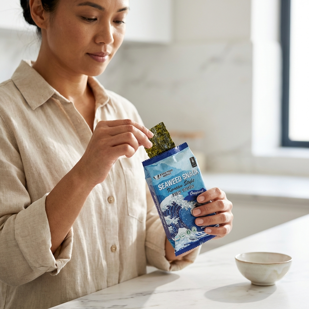 Asian Food Service Seaweed Snack Original 48g 4 x 3 Pack – Korean Style Roasted Seaweed – Light & Crispy – Individually Wrapped Portions – Multipack